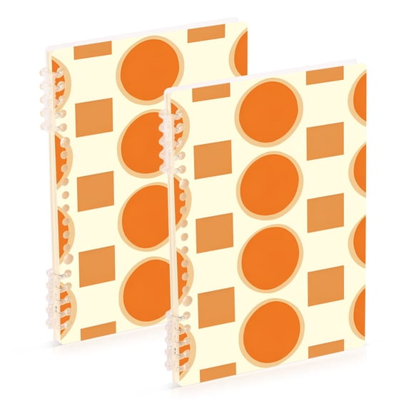 FORMRS 1-Subject Spiral Notebook 8" x 5" College Ruled 60 Refillable Sheet A5 Hard Cover, 2 Pack, Orange Geometric Pattern