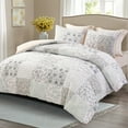 thumbnail image 4 of Exclusivo Mezcla 3-Piece Patchwork Queen Comforter Set, Microfiber Bedding Down Alternative Comforter for All Seasons with 2 Pillow Shams, Grey, 4 of 7