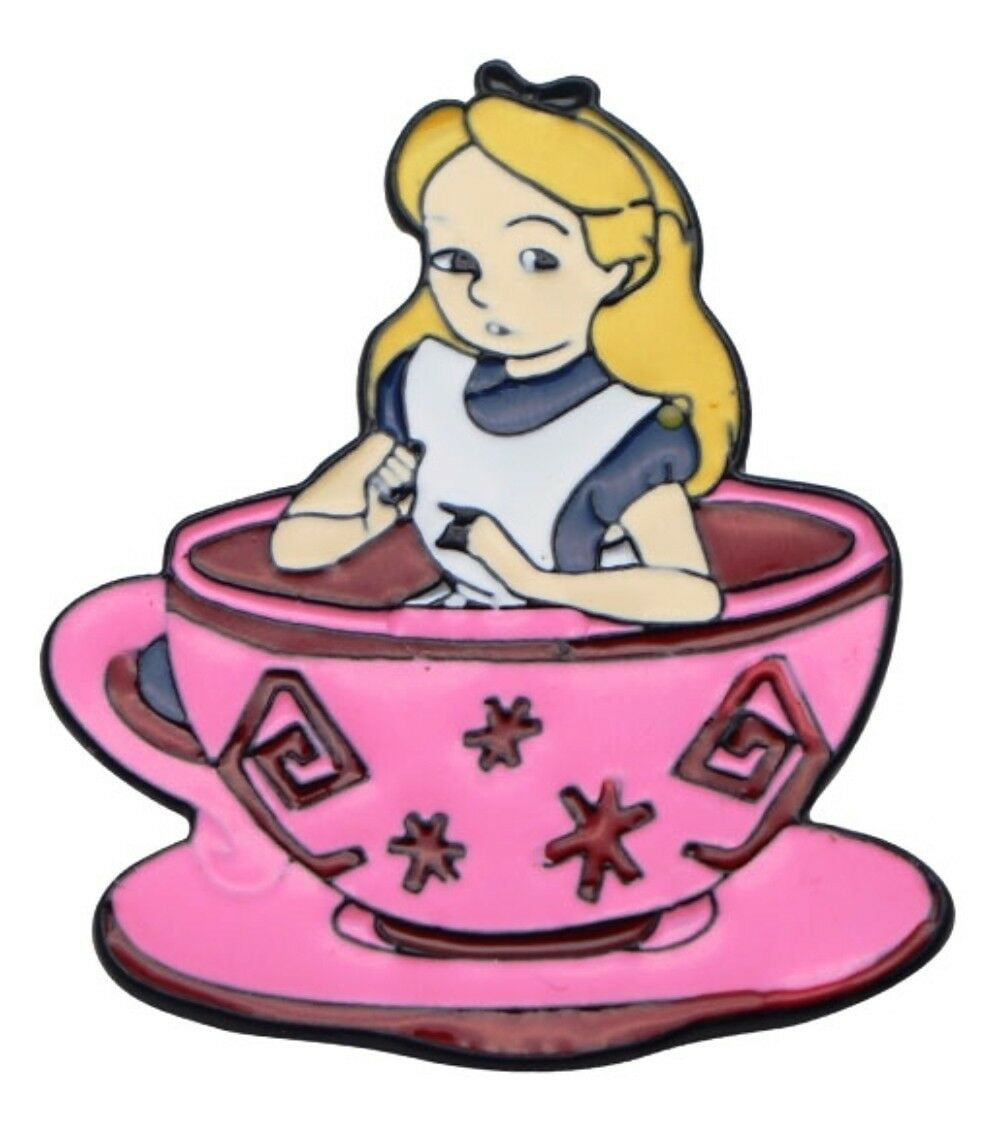 Alice In Wonderland Alice in Teacup Enamel Metal Logo Pin