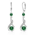 thumbnail image 3 of Lancharmed Cute Earrings for Women Ear Hook Micro Emerald Zirconia Dangle Silver Plated Earring Gifts for Women, 3 of 8