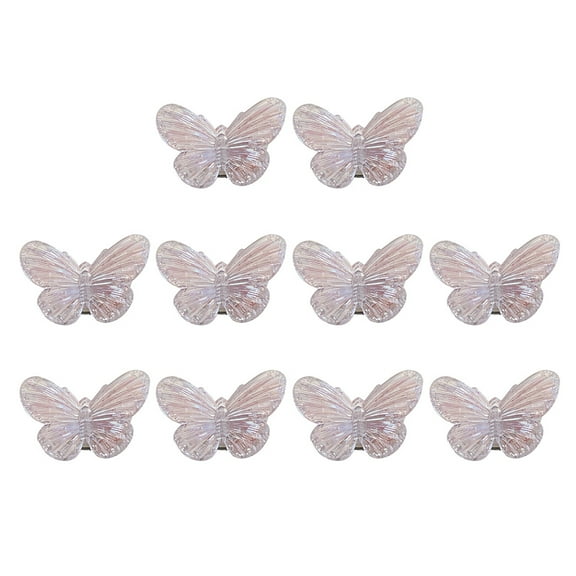 10 Pcs Small Hair Clips Barrettes for Girls Kids Women's Accessories Butterfly Butterflies Cute White Plastic Miss