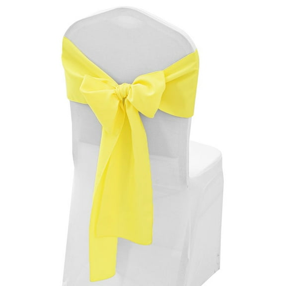 Wedding Linens Inc. (10 pcs) 8" x 108" Polyester Premium(200 GSM) Cotton Chair Sashes for Wedding, Events, Party Décor use - Canary Yellow