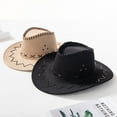 thumbnail image 5 of Homoyoyo Cowboy Straw Hat Wide Brim UV Protection Unisex Women Fishing 1Pcs, 5 of 6