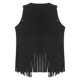 thumbnail image 4 of Eandarui Men Cowboy Western Faux Suede Open-Front Vest Sleeveless Fringes Jacket Waistcoat Coat Black L, 4 of 5