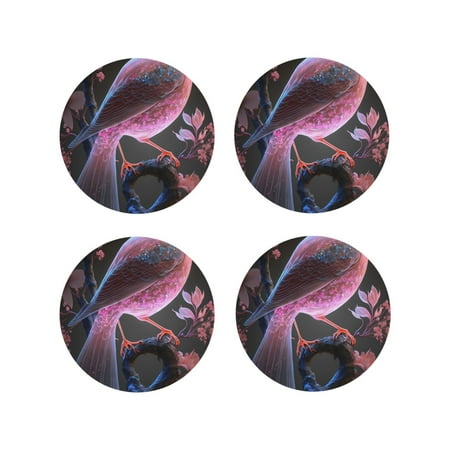 

Naloa Bird6 Leather Coasters for Drinks Durable Drink Coasters 4 Set for Tabletop Protection Luxurious Home Décor and Housewarming Gift ( {designName})Round Shape