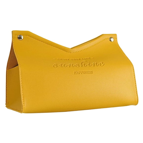 Soporte para Caja de Pañuelos Perfecl Tejido de Cuero PU Decorativa Amarillo
