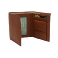 thumbnail image 5 of MARSHAL Genuine Leather Kids Slim Compact ID and Coin Pocket Trifold Boys Wallet Black Tan, 5 of 8