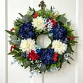 thumbnail image 4 of Virelaxpo Independence Day Wreath Red White Blue Simulated Flowers Home Decor Front Door Wall Fireplace Patriotic 4th of July Holiday, 4 of 6