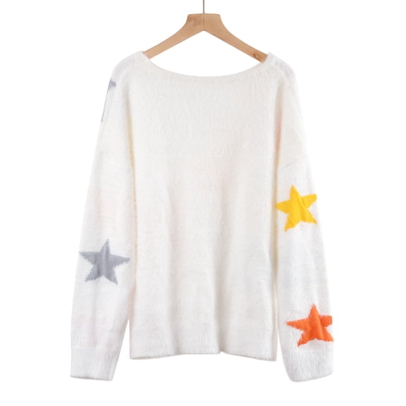 Aayomet Cardigan For Women Dressy Women's Fall Casual Long Sleeve Crew Neck Cable Knit Loose Pullover Sweater Jumper Top,White S-XXL