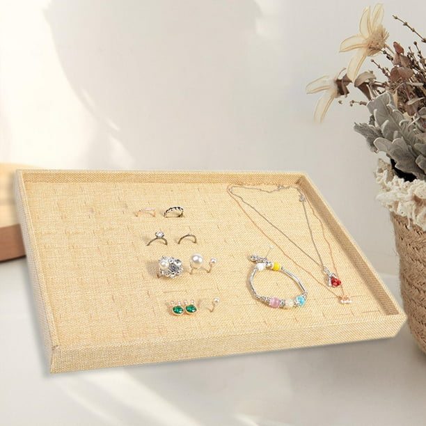 Caja Organizadora de Joyería Hugo Apilable de Arpillera con Soporte para Exhibición de 100 Anillos