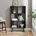 thumbnail image 2 of Bookcase Book Shelf Rack, Dark Grey Gray, Wood, Living Kitchen Cafe Bistro Hospitality Restaurant, Modern Contemporary HB35907, 2 of 9