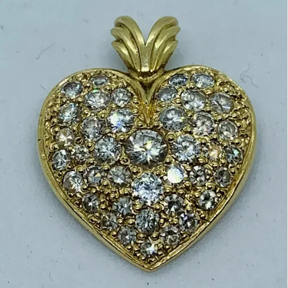 2.10Ct Round Cut Lab-Created Diamond Pretty Heart Pendant 14K Yellow Gold Plated