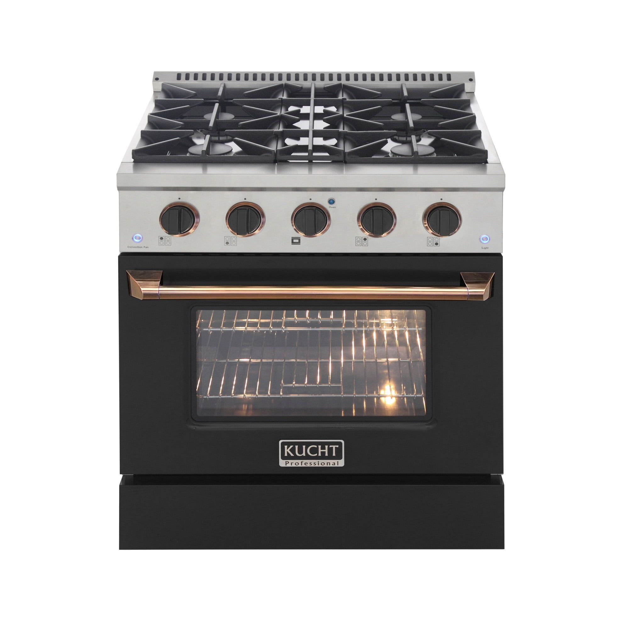 30 in. 4.2 cu. ft. Dual Fuel Range Natural Gas in Gold Handle & Gold Ring Knobs.