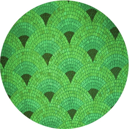 

Ahgly Company Indoor Round Patterned Neon Green Area Rugs 8 Round