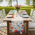 thumbnail image 4 of Table Runners 72 Inches Long Dress Scarves, Red Blue Flowers Farmhouse Kitchen/Dining Table Runner, Coffee Tablerunners, Spring Floral Farmhouse Botanical Rustic 18x72 Inch, 4 of 9