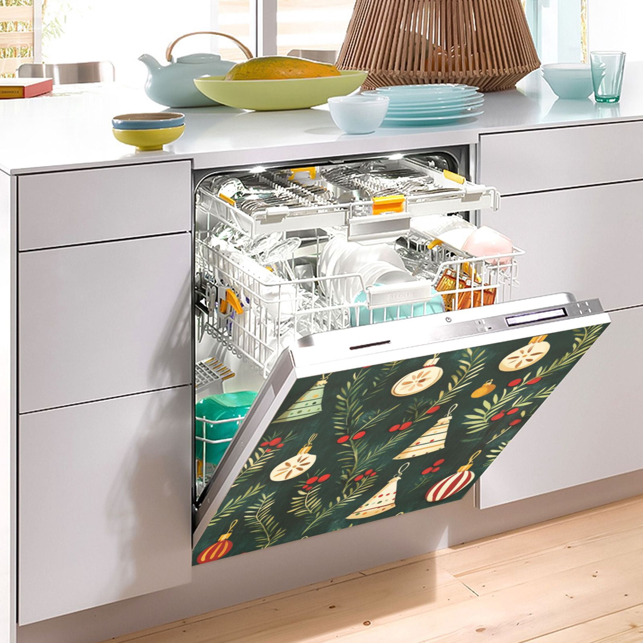 Dishwasher Magnetic Sticker 23x26 Inch Refrigerator Magnetic Sticker Washing Machine Magnetic Sticker Kitchen Panel Magnetic Sticker Home Decor Cute Christmas Decorations