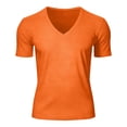 thumbnail image 5 of HAOTAGS Men’s V-Neck Short Sleeve Running T-Shirt Breathable Mesh Fabric Moisture-Wicking Lightweight & Sporty Fit Tops Orange Size XL, 5 of 10