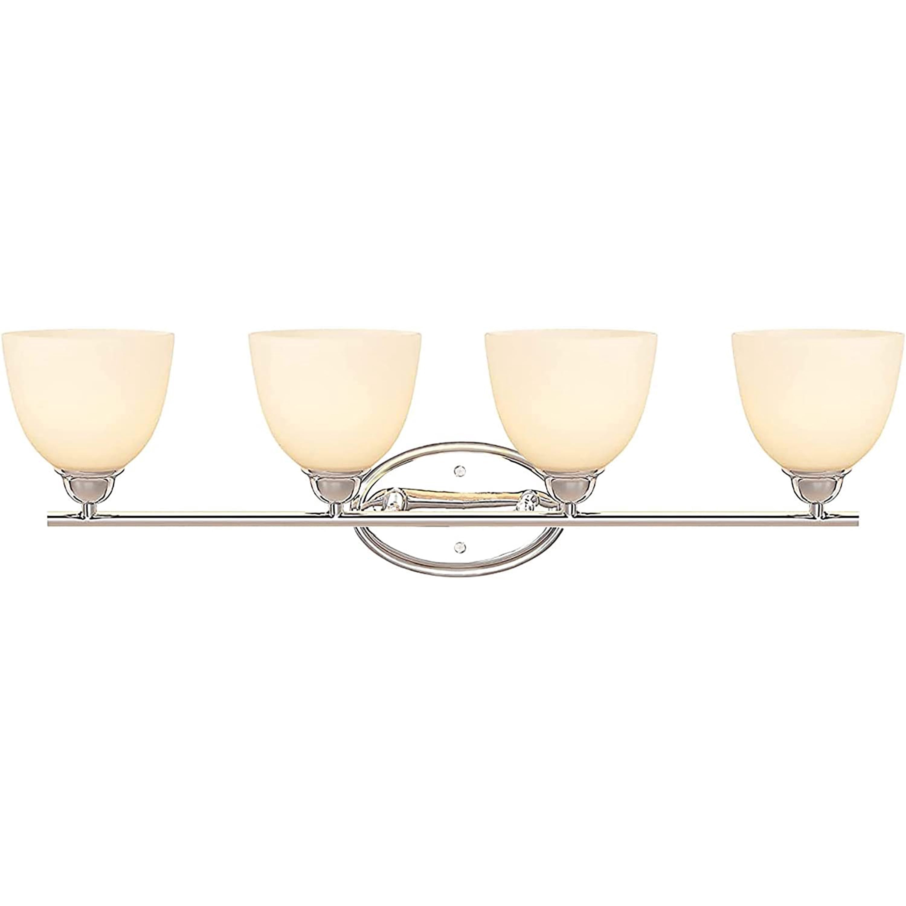 Aspen Creative 62228, Four-Light Metal Bathroom Vanity Wall Light Fixture, 32" Wide, Transitional Design in Chrome