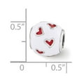 thumbnail image 2 of Reflection Beads Sterling Silver Reflections Rhodium-plated Red & White Enamel Heart Bead, 2 of 3