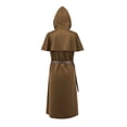 thumbnail image 5 of Virmaxy Halloween Costume Men's Medieval Hooded Costume Tunic Short Sleeve Robe with Adjustable Belt for Halloween Cosplay Party Dress Up Brown, 5 of 6