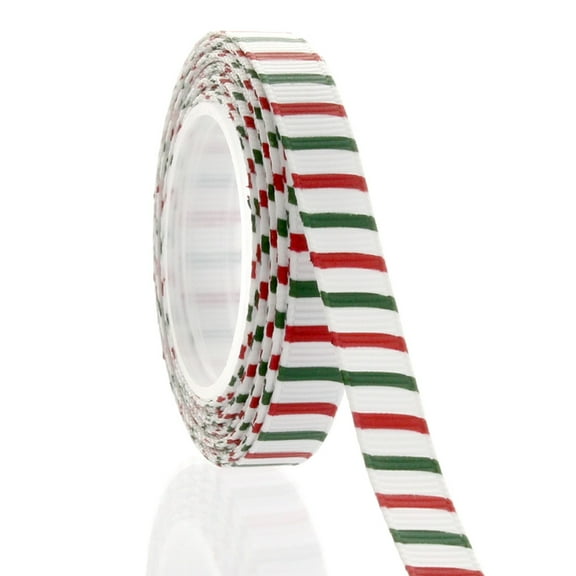 3/8" Christmas Stripe Grosgrain Ribbon 5 Yard