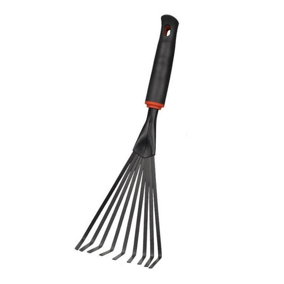 Small Garden Rake, 13 Inch Mini Rake for Gardening, Heavy Duty Steel Narrow with Ergonomic Handle for Flower Beds, Shrubs, Soil Cultivation