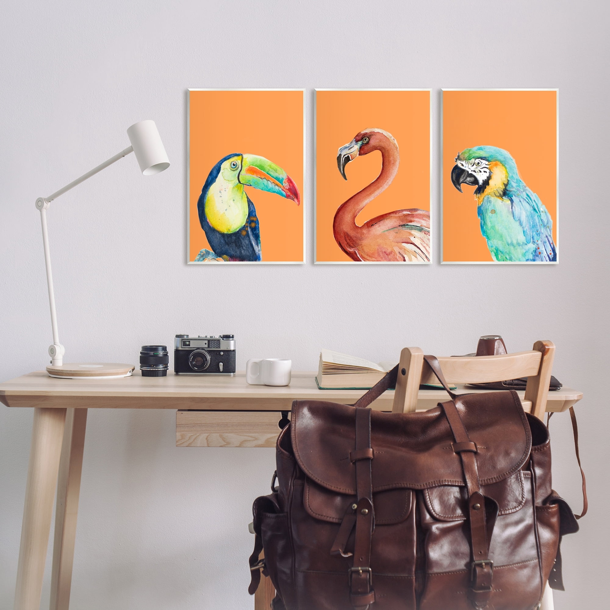 Stupell Industries Bold Tropical Birds Rainforest Animals Toucan Parrot Graphic Art Unframed Art Print Wall Art, Set of 3, Design by Patricia Pinto