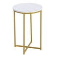 thumbnail image 3 of Hassch Small Side Table, 15.7" Round End Table, Nightstand with Faux Marble Top and Metal Frame for Bedroom, Living Room, Easy Assembly, White & Gold, 3 of 6