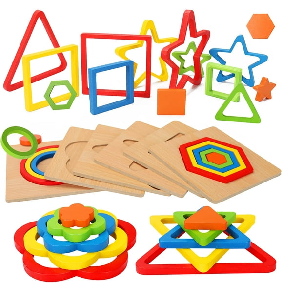 Bébé Puzzles en Bois Jouets Montessori Forme Tri Puzzle Sensoriel Jouets Bambins Activités Préscolaires Apprentissage Précoce Voyage Éducatif Jouets Montessori Autistique 1 2 3 Ans 1-3 Ans