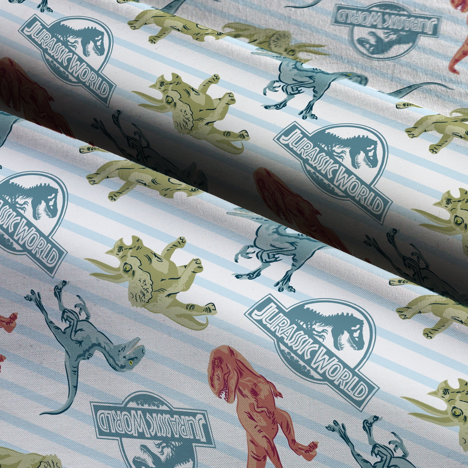 (2 pack) Springs Creative 18" x 21" Cotton Jurassic World Dino Stripe Precut Sewing & Craft Fabric, Multi-color