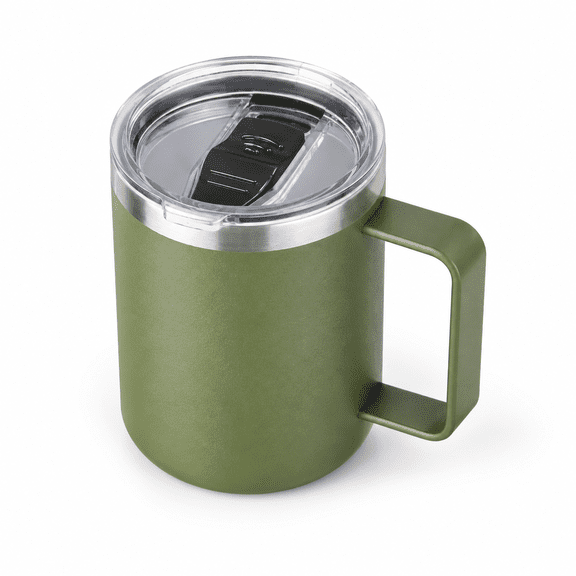 Army Green 1 14oz Insulated Stainless Steel Travel Mug with Handle and Leakproof Lid