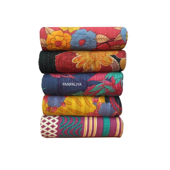 Wholesale Lot Of Indian Vintage Kantha Quilt Handmade Throw Reversible Blanket, Comes in Assorted colors and designs
