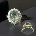 thumbnail image 4 of Moss Agate Oval Cut Cluster Engagement Ring, 18K Gold Over Silver Ring 2.8 Carat, 4 of 6