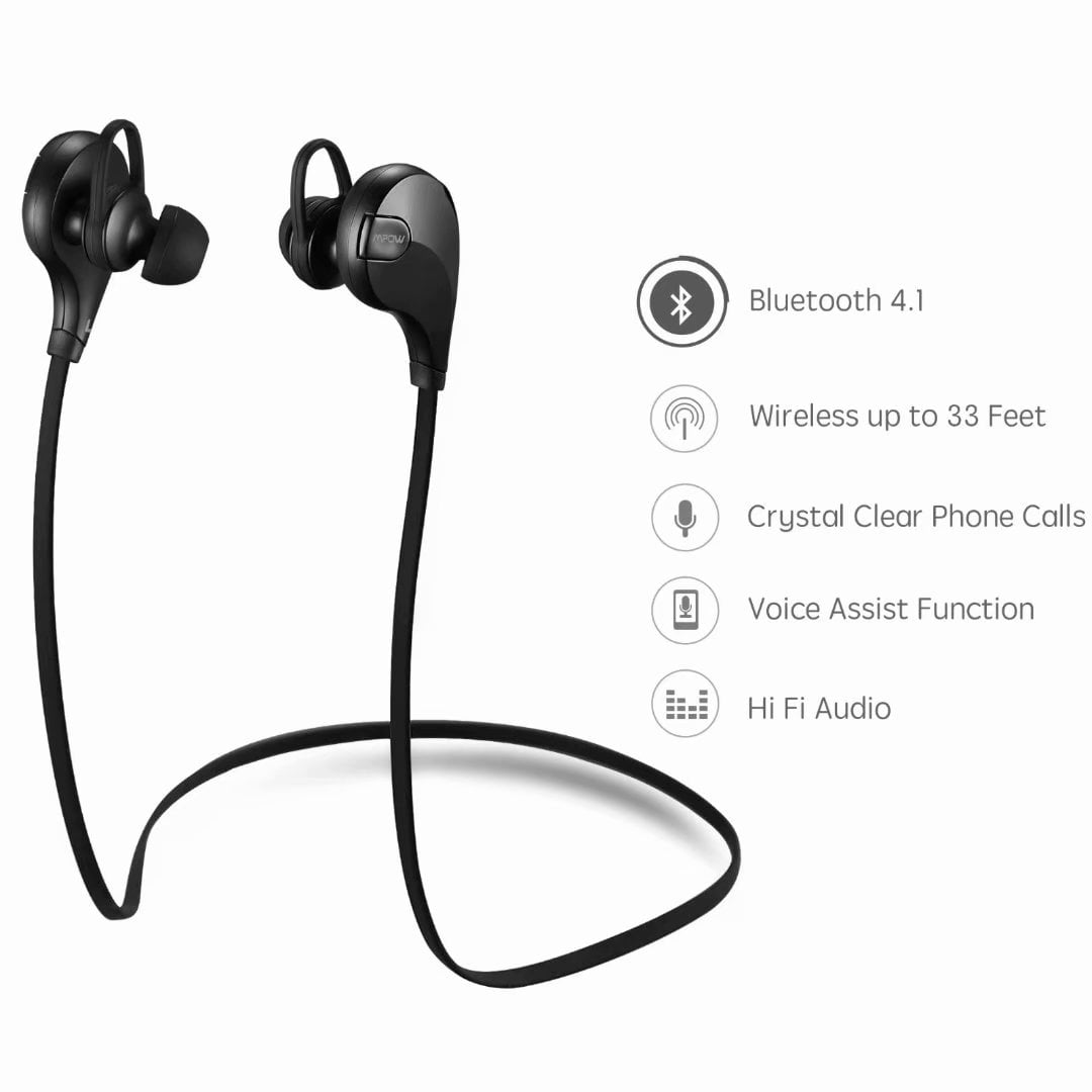 Mpow Swift Bluetooth 4.0 Wireless Sport Headphones Sweatproof Running Gym  Exercise Headsets-Black - Walmart.com