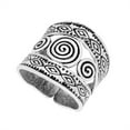 thumbnail image 2 of 81stgeneration Women's 999 Fine Silver Karen Hill Tribe Tribal Etched Spiral Print Adjustable Ring, 2 of 6