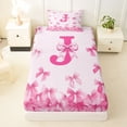 thumbnail image 3 of Erosebridal Girly Pink Bow-tie Twin Sheet Sets, Monogrammed J Bedding, 3-Piece, 3 of 5