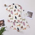 thumbnail image 4 of Likimi Toddler Girls Pajamas Set Short Sleeve Cat Print Lapel Button Down Pjs Tops With Shorts Comfort Homewear Set Size 3-4 Years, 4 of 4