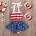 thumbnail image 6 of Ulitacool Independence Day Girls Outfits Sleeveless Kids 4 Of July Top 4Th Of July Shorts Pants Bowknot 4Pcs Outfits Set O Neck Flag Prints Adorable Clothes 3-4 Years Red, 6 of 9