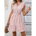 thumbnail image 5 of EASYBRA Women Striped V Neck Wrap Midi Dress Sleeveless High Waist Summer Elegant Casual Vacation Dress, 5 of 8