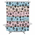 thumbnail image 2 of Farmhouse Dog Shower Curtain for Bathroom Decor, Paw Vintage Blue Pink Wooden Board Waterproof Fabric Shower Curtain, 36"x72" Set with 12 Hooks, 2 of 9