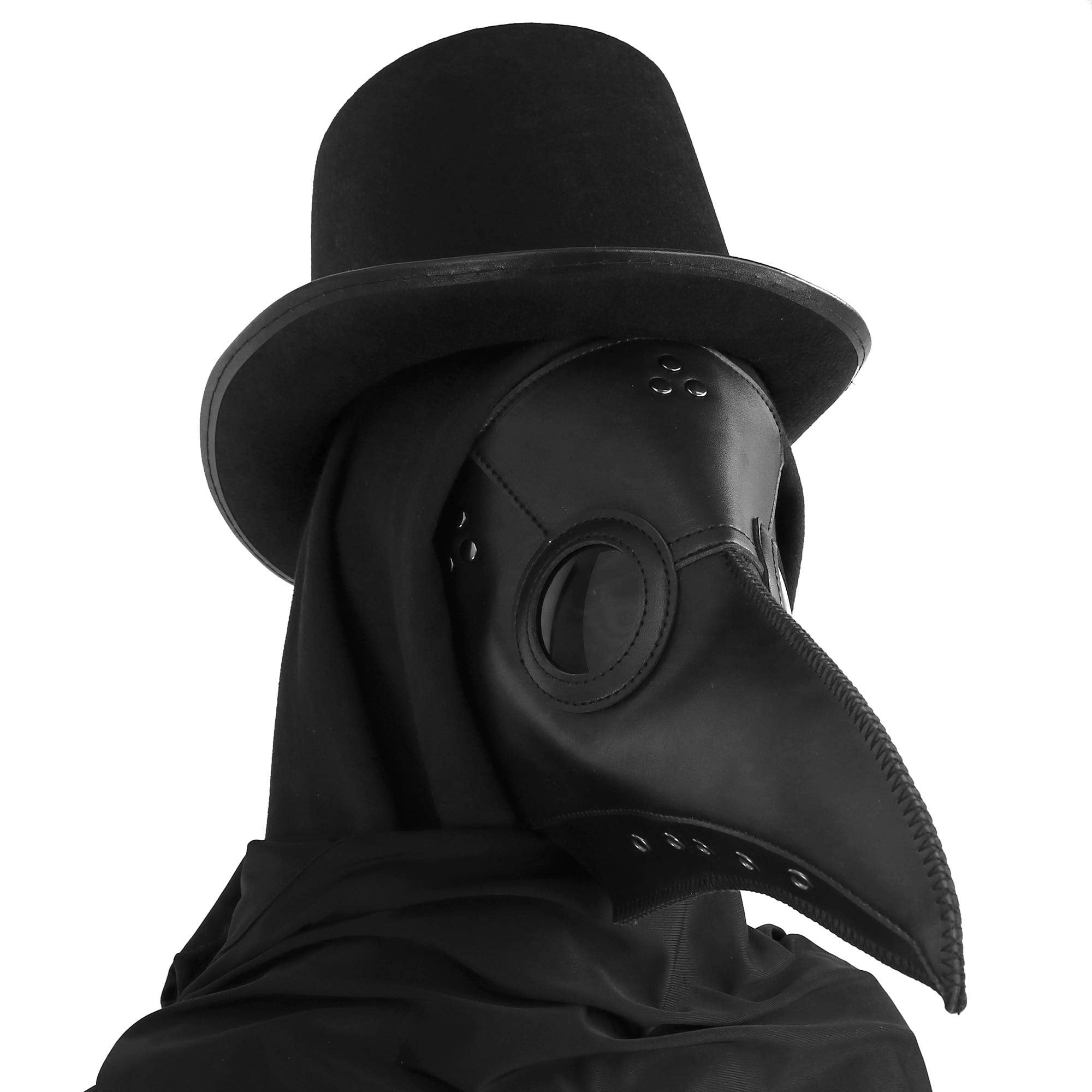 Plague Doctor face Halloween Costume Bird Long Nose Beak PU Leather Steampunk .. 