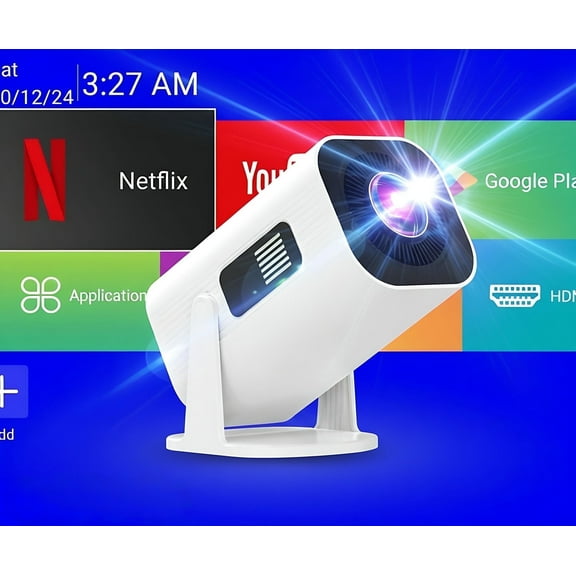 Gazsocy Portable  Smart Video Projector with Wifi  and  Bluetooth ，Support 4K/1080P Video, for  Home Bedroom Livingroom  Movie Night