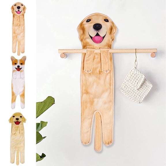 Funny Hand Towels for Bathroom Kitchen- Cute Decorative Kitten Decor Hanging Face Towels-dog C