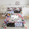 thumbnail image 2 of Erosebridal Cartoon Hummingbird Bedding Sets Queen with Comforter, Flower Floral Patchwork Duvet Insert, REversible 3 Pieces, Microfiber, 2 of 7