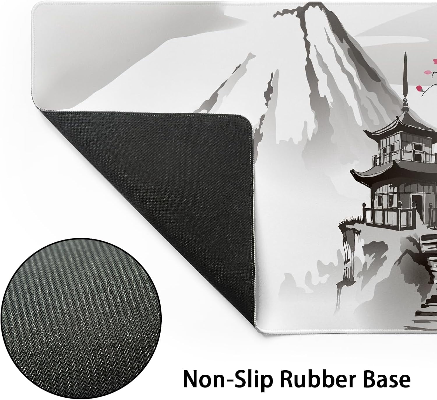 Japanese Cherry Blossom Gaming Mouse Pad XL Large Extended Sakura Desk Pad Non-Slip Rubber Base 31.5”×11.8” with Stitched Edges Waterproof Pads Computer Gaming Mousepads for Work Game Office Home