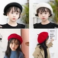 thumbnail image 4 of Kids Girls Beret Hat Artist Hat Solid Warm Beanie Cap Winter Autumn, 4 of 4