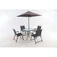thumbnail image 2 of Outdoor Patio Dining Set for 4 People, Metal Patio Furniture Table and Chair Set with Umbrella, Black, 2 of 9