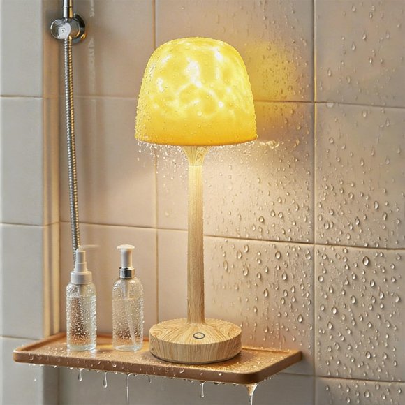 Lámpara de ducha Funlenry impermeable para baño, 16 colores Ocean Wave