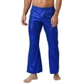 thumbnail image 2 of inlzdz Mens Shiny Sequined Bell Bottom Long Pants Dance Performance Trousers Royal Blue S, 2 of 5