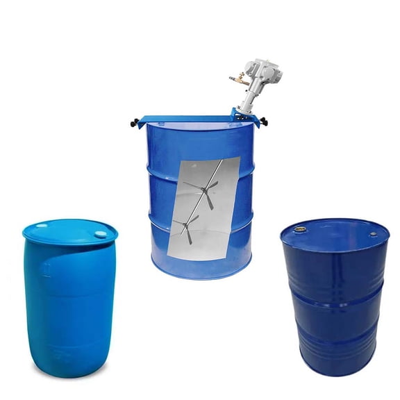 55 Gallon Drum Mixer, Closed Head Bung Mount, 3/4 HP Pneumatic Air Agitator, Stainless Steel